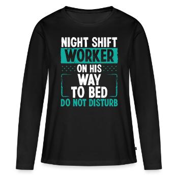 Humor NIght Shift Worker Production Job Factory - Frauen Premium Bio Langarmshirt - Schwarz - Vorne - Julia (174cm)