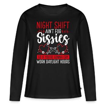 Night Shift Nursing Appreciation Funny Nurse - Women's Premium Organic Long Sleeve Shirt - black - Front - Julia (174cm)