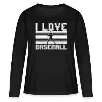 J’adore le baseball - T-shirt manches longues Premium bio Femme - noir - Devant - Julia (174cm)