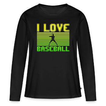 J’adore le baseball - T-shirt manches longues Premium bio Femme - noir - Devant - Julia (174cm)