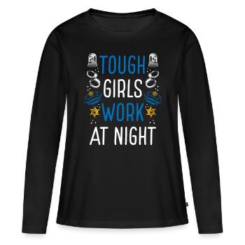 Les policières tough girls travaillent de nuit à la police - T-shirt manches longues Premium bio Femme - noir - Devant - Julia (174cm)