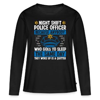 Drôle de nuit Policier Humour Policier - T-shirt manches longues Premium bio Femme - noir - Devant - Julia (174cm)