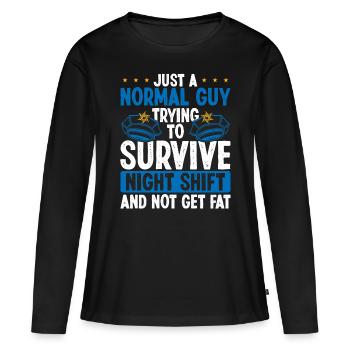 Policier Drôle Survivre Nuit Officier de police - T-shirt manches longues Premium bio Femme - noir - Devant - Julia (174cm)
