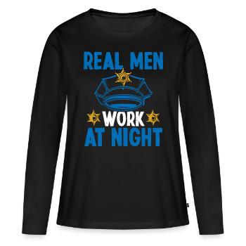 Police Officer Real Men work at Night Policeman - Women's Premium Organic Long Sleeve Shirt - black - Front - Julia (174cm)