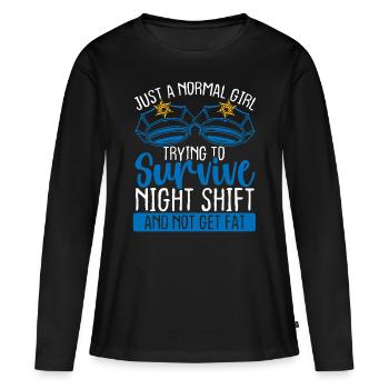 Policeman Women Survive Night Shift Police Officer - Frauen Premium Bio Langarmshirt - Schwarz - Vorne - Julia (174cm)