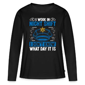 Policeman Work in Night Shift Police Officer - Women's Premium Organic Long Sleeve Shirt - black - Front - Julia (174cm)