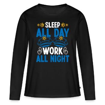 Policeman Sleep all Day Night Shift Police Officer - Frauen Premium Bio Langarmshirt - Schwarz - Vorne - Julia (174cm)