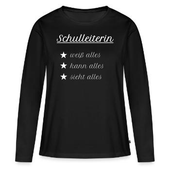 Schulleiterin Schulleitung Schule Geschenk Idee - Frauen Premium Bio Langarmshirt - Schwarz - Vorne - Julia (174cm)