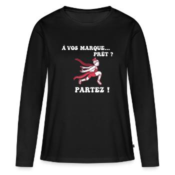 À vos marques.. Prêts? Partez! - T-shirt manches longues Premium bio Femme - noir - Devant - Julia (174cm)