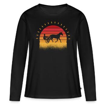 Harnais de chevaux de trot Chevaux de sport équestre - T-shirt manches longues Premium bio Femme - noir - Devant - Julia (174cm)