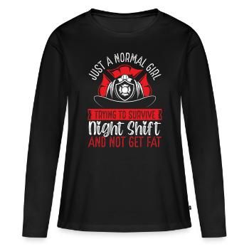 Pompier de nuit Normal Girl Volunteer - T-shirt manches longues Premium bio Femme - noir - Devant - Julia (174cm)
