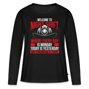 Humour Pompiers Drôles de pompiers volontaires - T-shirt manches longues Premium bio Femme - noir - Devant - Julia (174cm)