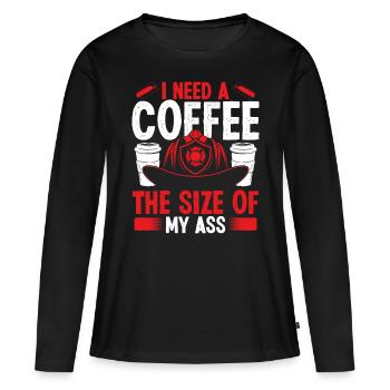 Pompier Café taille mon cul Nuit Pompiers - T-shirt manches longues Premium bio Femme - noir - Devant - Julia (174cm)