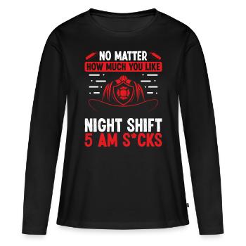 Firefighter 5 at Volunteer Night Shift Firemen - Women's Premium Organic Long Sleeve Shirt - black - Front - Julia (174cm)
