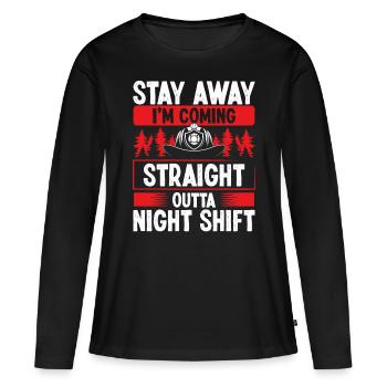 Drôle de nuit Pompiers Humour Pompier - T-shirt manches longues Premium bio Femme - noir - Devant - Julia (174cm)