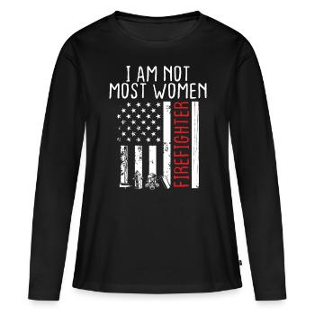 Firemen am not most women Night Shift Firefighter - Women's Premium Organic Long Sleeve Shirt - black - Front - Julia (174cm)