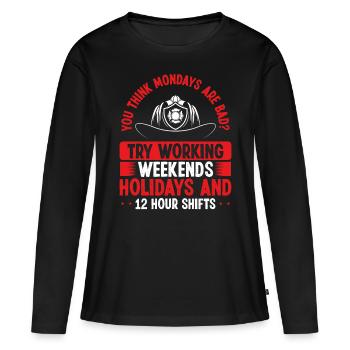 Firefighter Fire Hose Mask Night Shift Firemen - Frauen Premium Bio Langarmshirt - Schwarz - Vorne - Julia (174cm)