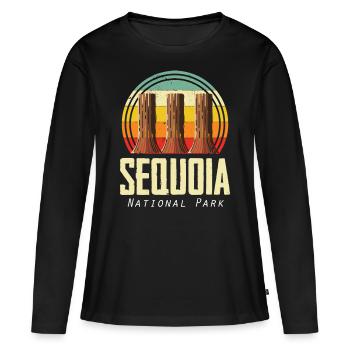 Parc national de Sequoia Sequoias Randonnée Nature Cam - T-shirt manches longues Premium bio Femme - noir - Devant - Julia (174cm)