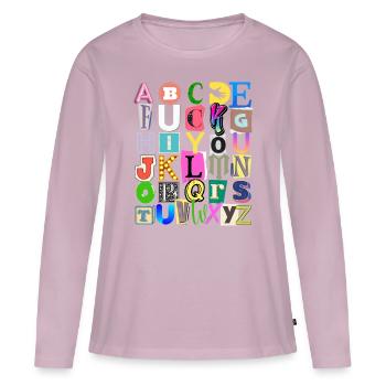Alphabet et message caché - T-shirt manches longues Premium bio Femme - rose poudré - Devant - Julia (174cm)