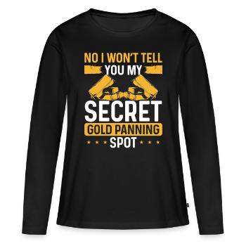 Gold Panner Secret Panning Spot Miner Prospector - Frauen Premium Bio Langarmshirt - Schwarz - Vorne - Julia (174cm)