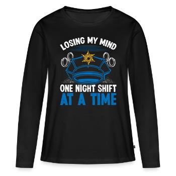 Policier de nuit mon Policier - T-shirt manches longues Premium bio Femme - noir - Devant - Julia (174cm)