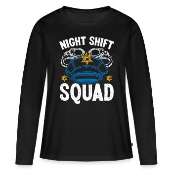 Policier de l’escouade de nuit Drôle de policier - T-shirt manches longues Premium bio Femme - noir - Devant - Julia (174cm)