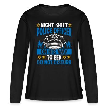 Night Shift Policeman on wy to bed Police Officer - Frauen Premium Bio Langarmshirt - Schwarz - Vorne - Julia (174cm)