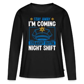 Night Shift Policeman Stay away Police Officer - Frauen Premium Bio Langarmshirt - Schwarz - Vorne - Julia (174cm)