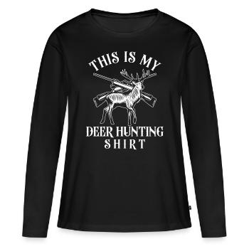 Chasseur de cerfs de cerfs de Chevreuil C’est - T-shirt manches longues Premium bio Femme - noir - Devant - Julia (174cm)