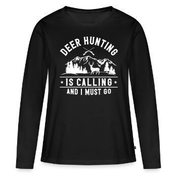 Chasse au cerf chasseur de cerfs - T-shirt manches longues Premium bio Femme - noir - Devant - Julia (174cm)
