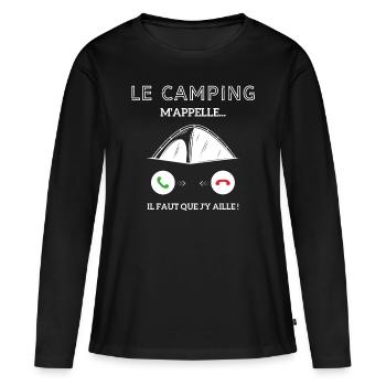 le campagne m'appelle il faut que j'y aille! - T-shirt manches longues Premium bio Femme - noir - Devant - Julia (174cm)