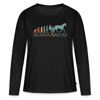Harnais de chevaux de trot Chevaux de sport équestre - T-shirt manches longues Premium bio Femme - noir - Devant - Julia (174cm)