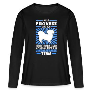 Pekinese und Ich Peking-Palasthund - Frauen Premium Bio Langarmshirt - Schwarz - Vorne - Julia (174cm)