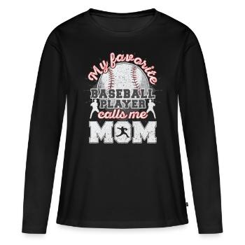 Baseball Maman Maman Mère Joueur de Baseball Cadeau - T-shirt manches longues Premium bio Femme - noir - Devant - Julia (174cm)