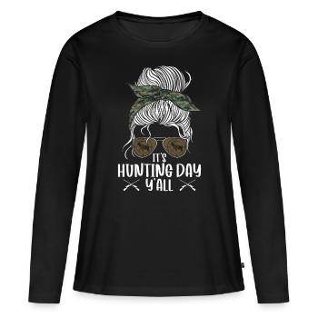 Chasseur de cerfs Fille - T-shirt manches longues Premium bio Femme - noir - Devant - Julia (174cm)