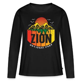 Parc national de Zion Utah Canyon Souvenir Hiking Cam - T-shirt manches longues Premium bio Femme - noir - Devant - Julia (174cm)