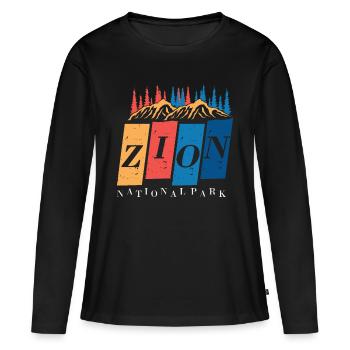 Parc national de Zion Souvenir Canyon Utah Hiking Cam - T-shirt manches longues Premium bio Femme - noir - Devant - Julia (174cm)
