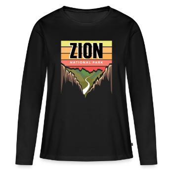 Parc national Souvenir Utah Zion Canyon Nature Wall - T-shirt manches longues Premium bio Femme - noir - Devant - Julia (174cm)
