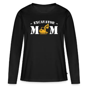 Excavator Mom Construction Worker Gift Shirt - Women's Premium Organic Long Sleeve Shirt - black - Front - Julia (174cm)