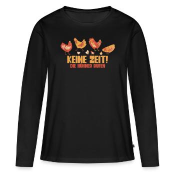 Huhn Hühner - Frauen Premium Bio Langarmshirt - Schwarz - Vorne - Julia (174cm)