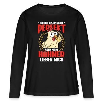 Huhn Hühner - Frauen Premium Bio Langarmshirt - Schwarz - Vorne - Julia (174cm)