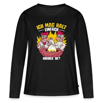 Huhn Hühner - Frauen Premium Bio Langarmshirt - Schwarz - Vorne - Julia (174cm)
