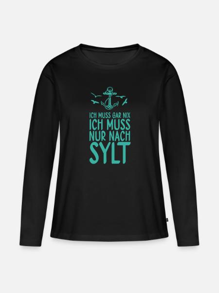 Sylt - Frauen Premium Bio Langarmshirt - Schwarz
