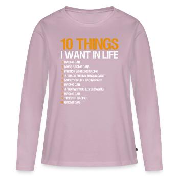Racing Motorsport Dicton - T-shirt manches longues Premium bio Femme - rose poudré - Devant - Julia (174cm)