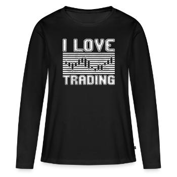 J’adore trader - T-shirt manches longues Premium bio Femme - noir - Devant - Julia (174cm)