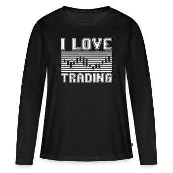 J’adore trader - T-shirt manches longues Premium bio Femme - noir - Devant - Julia (174cm)