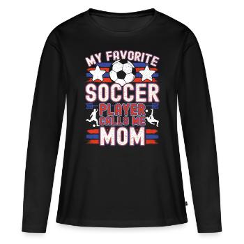 Soccer Maman Maman Soccer Maman Joueur de soccer - T-shirt manches longues Premium bio Femme - noir - Devant - Julia (174cm)