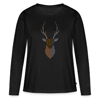 Red deer antlers with deer antlers - Women's Premium Organic Long Sleeve Shirt - black - Front - Julia (174cm)