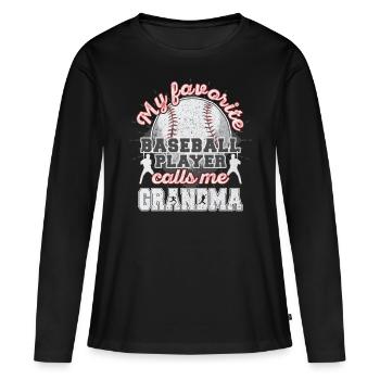Grand-mère de baseball Grand-mère Joueuse de baseball Grand-mère - T-shirt manches longues Premium bio Femme - noir - Devant - Julia (174cm)