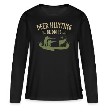 Chasse au cerf chasseur de cerfs - T-shirt manches longues Premium bio Femme - noir - Devant - Julia (174cm)